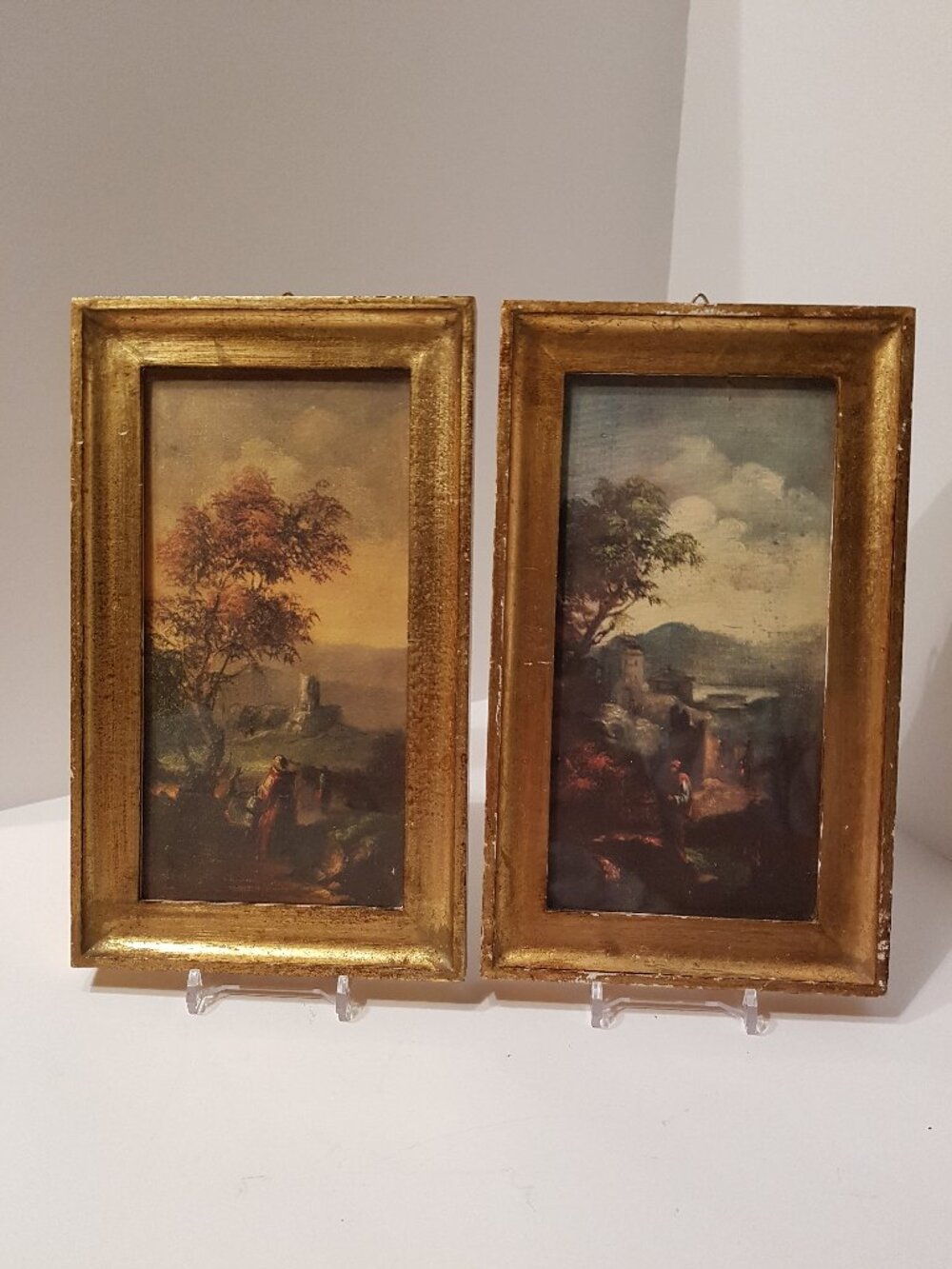 Two 18th Century Italian Landscapes Framed Made In Italy G.B. Florence